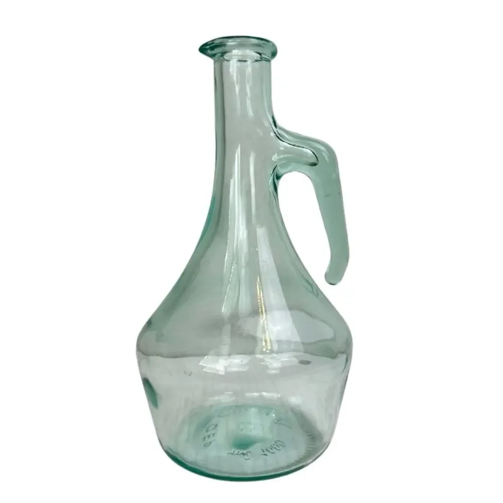Vintage Aqua Blue Glass Pitcher Cruet Depression Wine Water 1000 ml / 33.8 oz